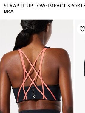 Savage X Fenty Black Sports Bra with Coral Crisscross Straps